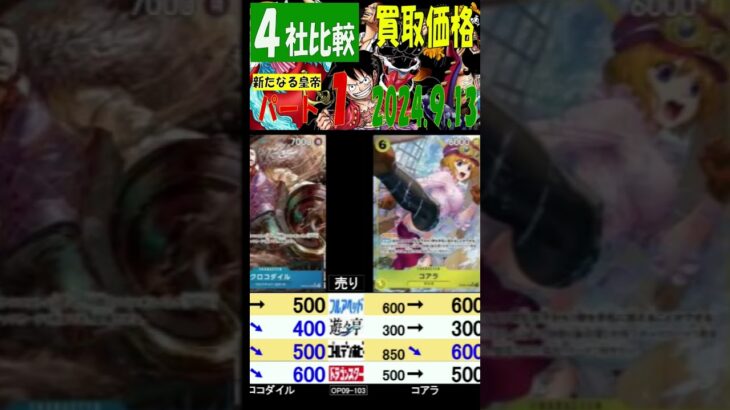 新たなる皇帝 ４社比較 ①／３ 遊々亭上がってます 買取価格 ワンピカード 2024年9月13日