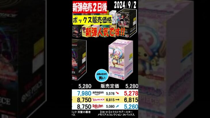 新弾発売２日後 全ボックス相場 ワンピカード 販売相場 新たなる皇帝 2024年9月2日