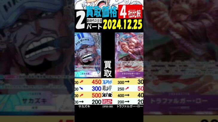 12/25 ②/3 比較4社 買取価格 新時代の主役 王族の血統発売25日後 ワンピカード