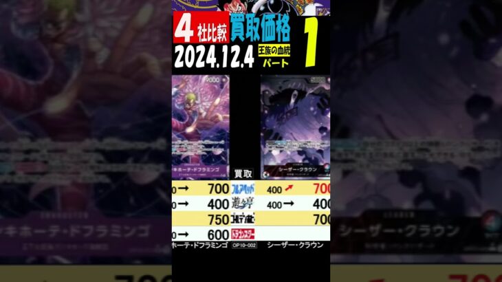 12/4 比較4社 ①/3 発売4日後 王族の血統 買取価格 ワンピカード