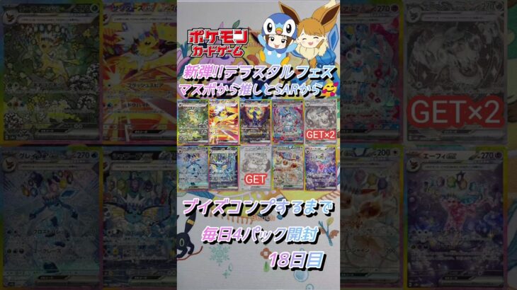 【ポケカ】新弾!!テラスタルフェスexブイズコンプまで毎日4パック開封　18日目　#ポケモンカード