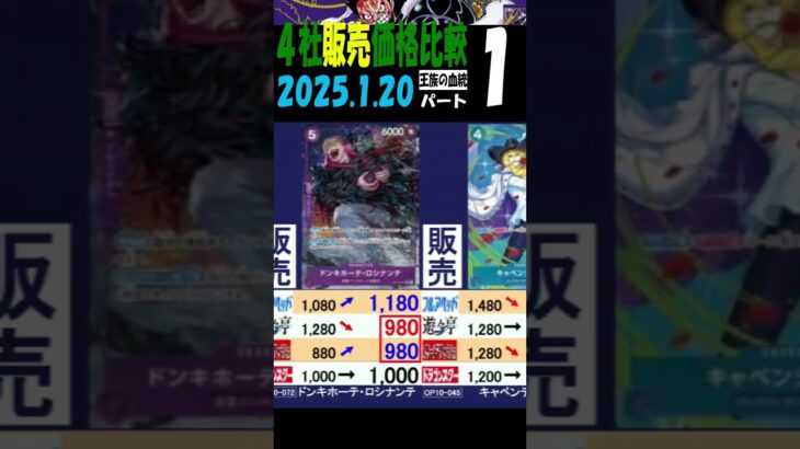 1/20 ①/3 王族の血統 販売4社価格比較 新弾EB02発売5日前 Anime25thCollection ワンピカード