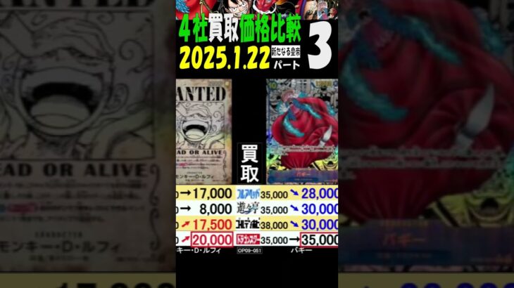 1/22 ③/3 新たなる皇帝 買取4社価格比較 新弾EB02発売3日前 ワンピカード