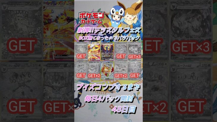 【ポケカ】新弾!!テラスタルフェスexブイズコンプまで毎日4パック開封　48日目　#ポケモンカード