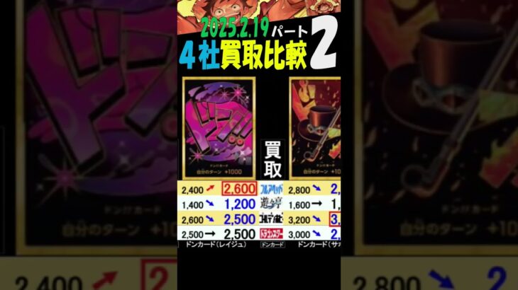 2/19 ②/2 プレミアムブースター 4社買取比較 新弾OP11発売2週間前 神速の拳 ワンピカード