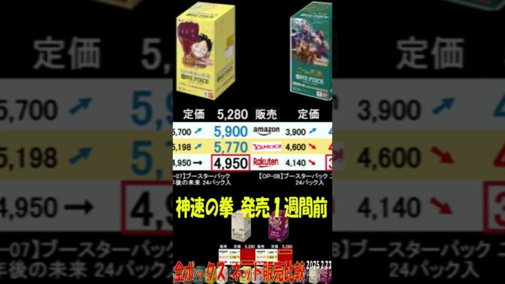 2/23 全ボックス販売価格 新弾OP11発売1週間前 神速の拳 ワンピカード