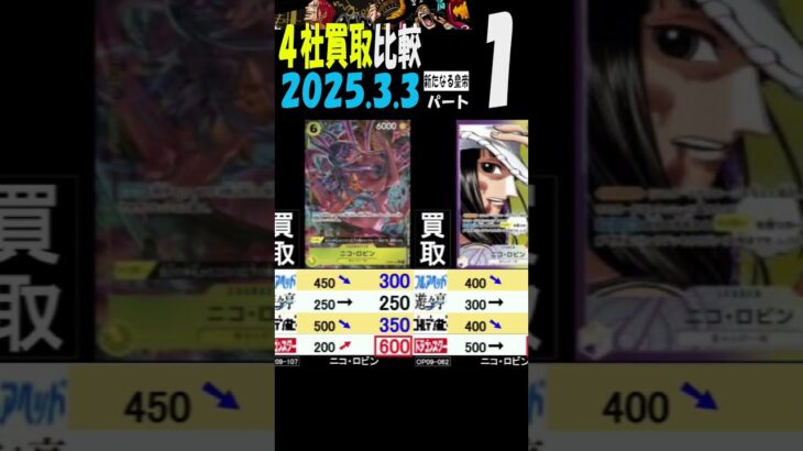 3/3 ①/3 買取4社比較 新たなる皇帝 神速の拳 新弾OP11発売２日後 ワンピカード