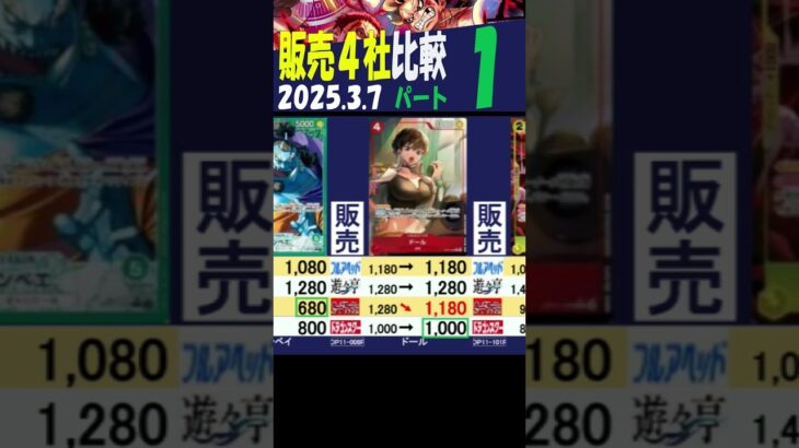 3/7 ①/3 今ならギア2のカードが１社で安く買えます 発売6日後 販売4社比較 神速の拳 ワンピカード