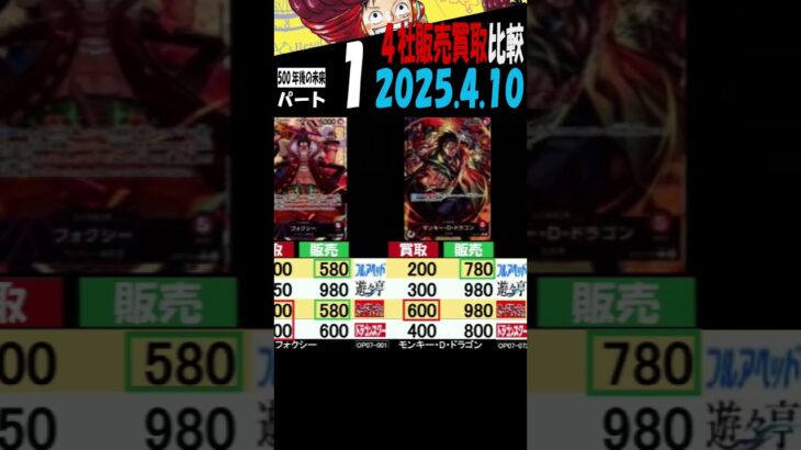 4/10 ①/3 500年後 4社で販売買取比較 500年後の未来 ワンピカード