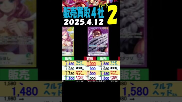 4/12 ②/3 神速 4社の販売買取比較 神速の拳 ワンピカード