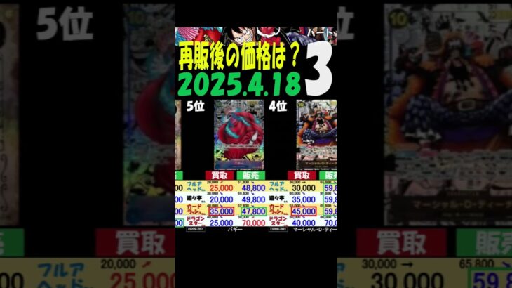 4/18 ③/3 皇帝 再販後の4社の販売買取比較 新たなる皇帝 ワンピカード