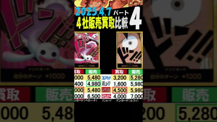 4/7 ④/4 ベスト 4社で販売買取比較 プレミアムブースター ONEPIECE CARD THE BEST ワンピカード
