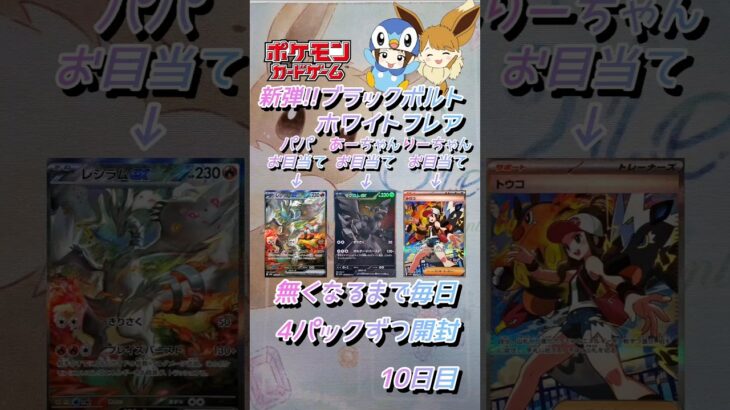 【ポケカ】新弾!!ブラックボルト＆ホワイトフレア無くなるまで毎日4パックずつ開封　10日目　#ポケモンカード