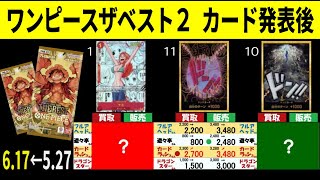 6/17←5/27 ワンピースカードザベスト 4社比較 販売買取価格 プレミアムブースター 新弾発売前 ワンピースカード ワンピカード 相場 新弾