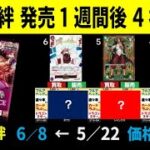 6/8 神速の拳 4社比較 師弟の絆発売1週間後 4社比較 ワンピースカード ワンピカード 相場 新弾