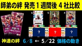 6/8 神速の拳 4社比較 師弟の絆発売1週間後 4社比較 ワンピースカード ワンピカード 相場 新弾