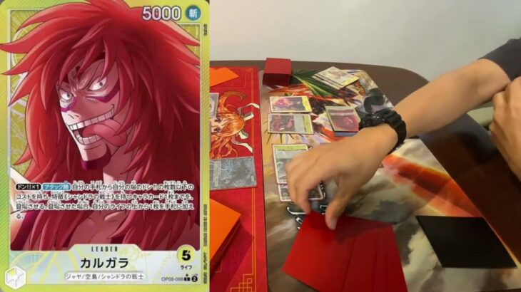 【ワンピカード対戦】黒ティーチvs黄カルガラ　スタートデッキ強化後の環境対決