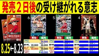 発売2日後 受け継がれる意志 4社比較 8/25←8/23 販売買取 ワンピースカード ワンピカード 相場 新弾