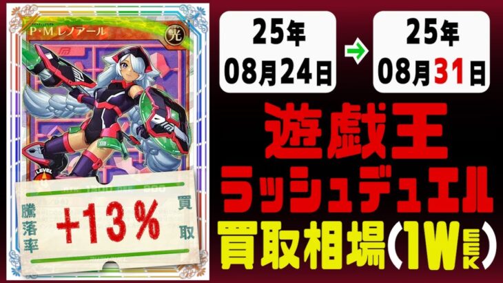 ラッシュデュエル 買取相場《130枚/週》｜08月24日～08月31日 ＜100円以上騰落＞ #遊戯王ラッシュデュエル #ラッシュ #遊戯王 #戦慄のアウターバース #進撃のアクセルロード