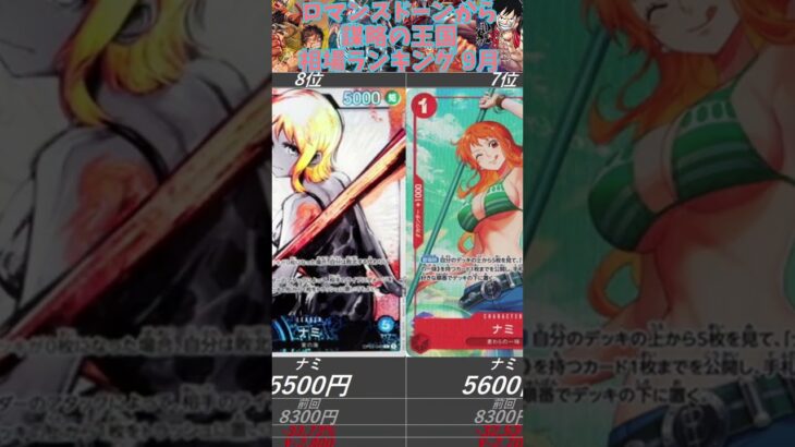 【ワンピースカード】ロマンスドーン 頂上決戦 強大な敵 謀略の王国 相場ランキング 9月  まとめ