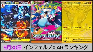 あのカードが大暴落！？　9月30日　インフェルノX 相場ランキング#ポケカ #ポケカ開封 #リザードンSAR #インフェルX#ポケカ