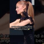Ariana Grande tried to hold Mariah Carey’s Vanguard trophy but she REFUSES it #shorts #arianagrande