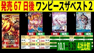 [10/1←8/28] 発売67日後 ワンピースザベスト2の4社価格比較 蒼海の七傑 受け継がれる意志 販売買取 ワンピースカード ワンピカード 相場 新弾