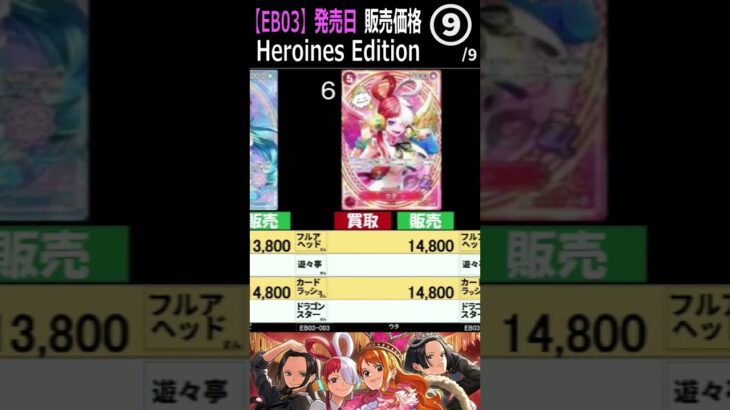 ⑨/9【最速】【発売日】(EB03) 販売価格TOP98【Heroines edition】(10/25) ワンピースカード ワンピカ 相場 新弾