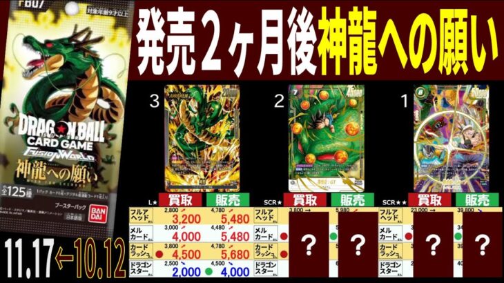 (FB07)【発売2ケ月後】4社比較【神龍への願い】(11/17←10/12) ドラゴンボールカード マンガブースター SB02 フュージョンワールド 新弾