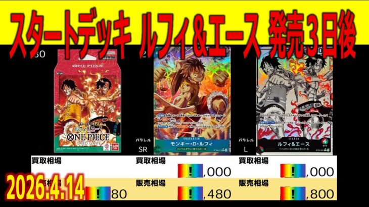 (ST30)【発売3日後 価格TOP30】ルフィ＆エース スタートデッキEX【2026.4.14】決戦の刻 ワンピカ ワンピース カード 新弾 相場