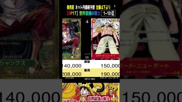 ③/3 (OP17)全編は上より【発売前 ネット内予想まとめ TOP39】世界最強の戦士 ワンピカ ワンピース カード 新弾