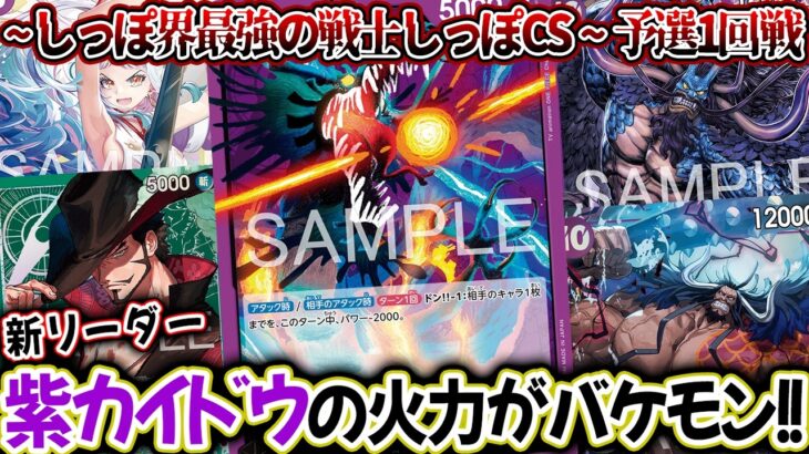 【ワンピースカード/対戦】新リーダーカイドウ！ドンマイナスでパワー下げ＆大型並べて高火力！しっぽ界最強の戦士しっぽCS ~3on3~予選1回戦『緑ミホーク vs 紫カイドウ』【17弾環境/竜のしっぽ】