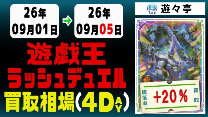 《109枚/4日｜【遊戯王ラッシュデュエル】｜9月5日》＜100円以上騰落＞ 買取相場 #遊戯王 #遊戯王ラッシュデュエル