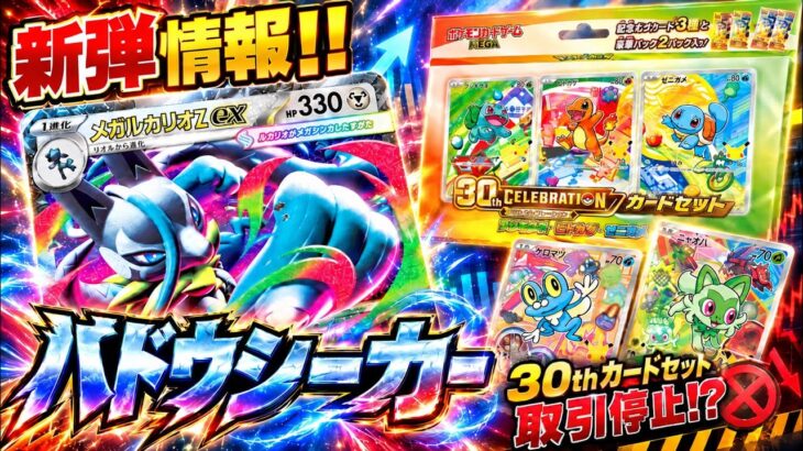 【ポケカ】考察『ハドウシーカー』噂の新弾に迫る！メガルカリオZexに注目！30thカードセットに予期せぬ動き最新相場も！